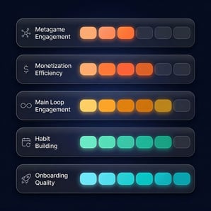 FastSight behavioral analysis showing retention metrics benchmarked against genre industry standards